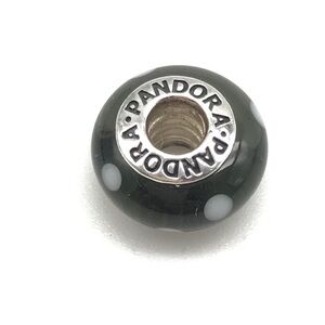 Pandora Black White Polka Dots Murano Glass Bead Charm
